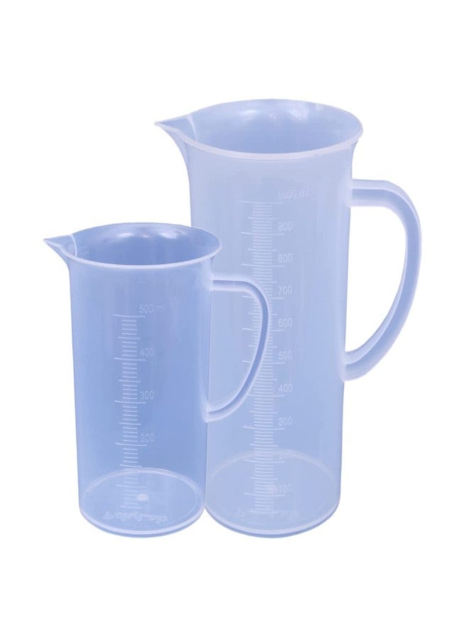 Spylx Polypropylene Measuring Jug with Handle Pour Spout Container for Kitchen Lab - Combo Pack of 500ml & 1000ml - Image 1